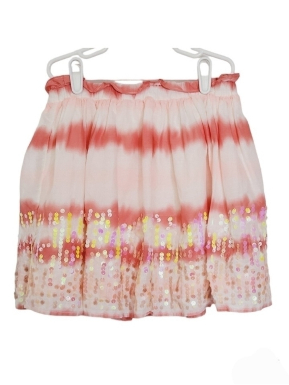 K1248 * H&M Girls Sequin Skirt Orange White Size 6-7 Yrs